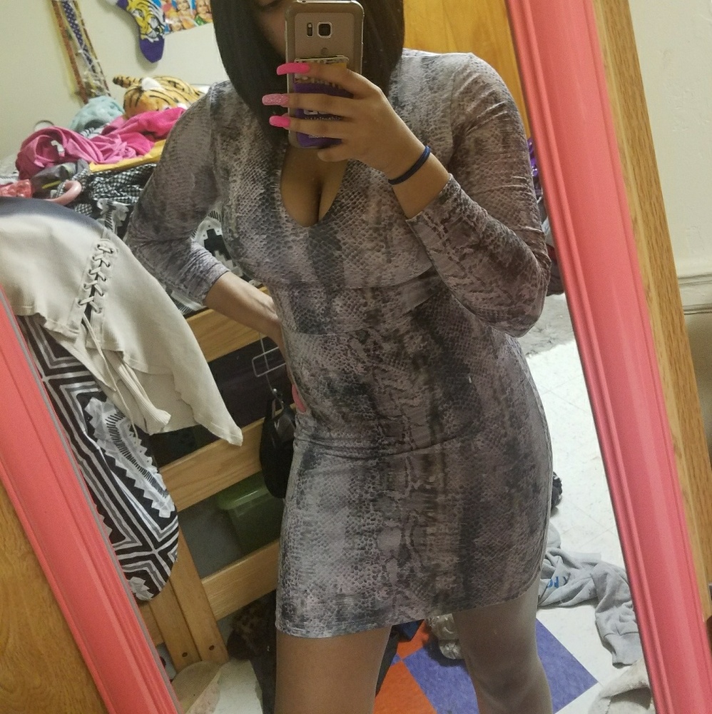 Sexy Snakeskin Print Fitted Dress